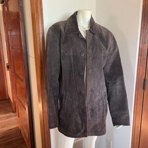 Chateau Men's Dark Brown Suede Trench Coat